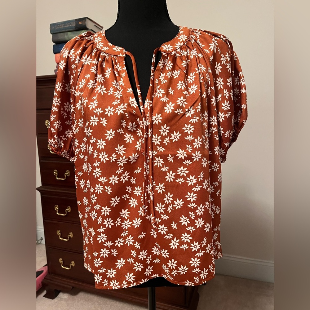 LOFT Terracotta Floral Top
